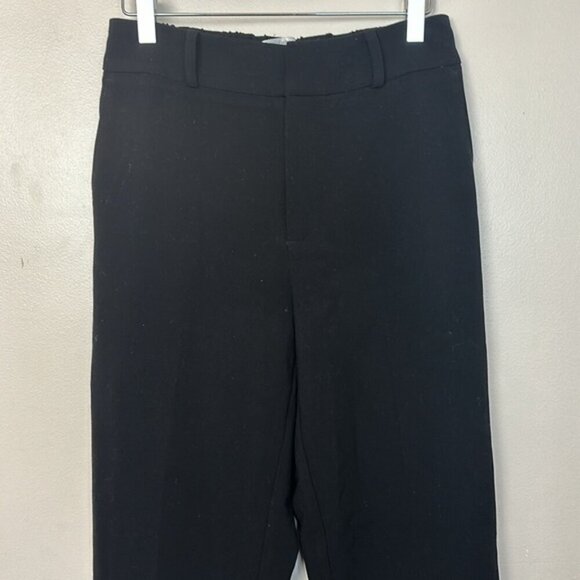 Simons High Rise Elastic Waist Cropped Straight Leg Flat Front Black Trousers - Picture 4 of 5